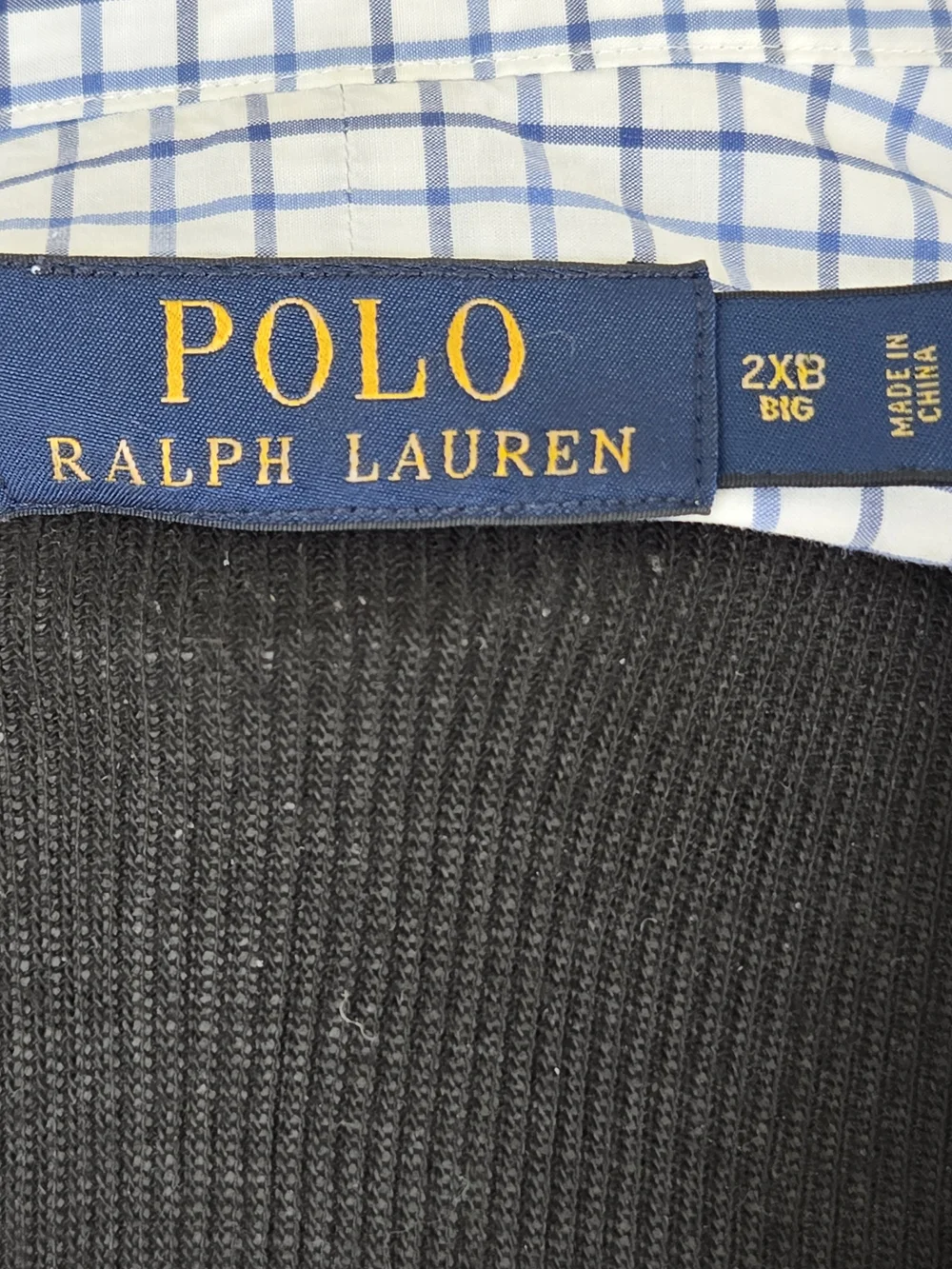 Polo Ralph Lauren White Shirt with Navy Windowpane Check